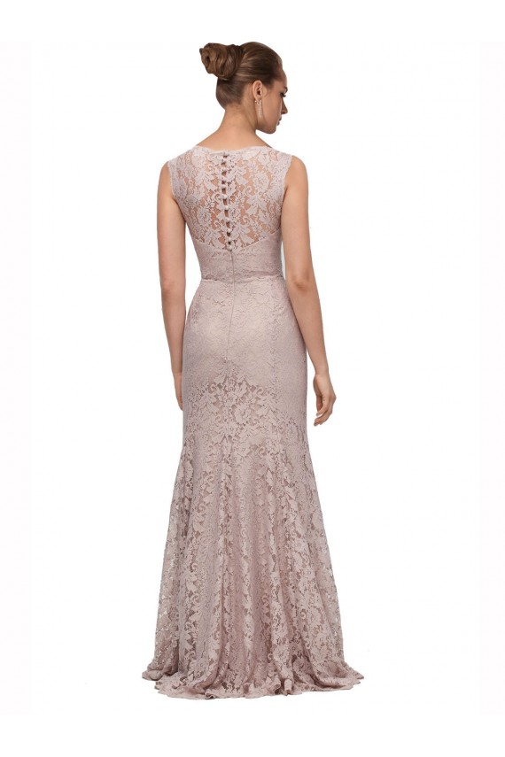 Fábrica de Renda Decote Ilusão Comprimento Chão Sem Mangas Longo Vestidos de Madrinha / Vestidos de Festa