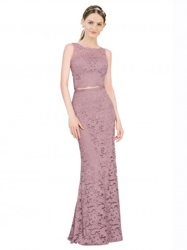 Fábrica de Renda Decote Ilusão Comprimento Chão Sem Mangas Vestidos de Madrinha / Vestidos de Festa