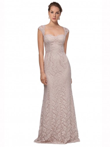 Fábrica de Renda Amor Comprimento Chão Mangas Curtas Vestidos de Madrinha / Vestidos de Festa
