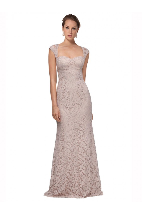 Fábrica de Renda Amor Comprimento Chão Mangas Curtas Vestidos de Madrinha / Vestidos de Festa