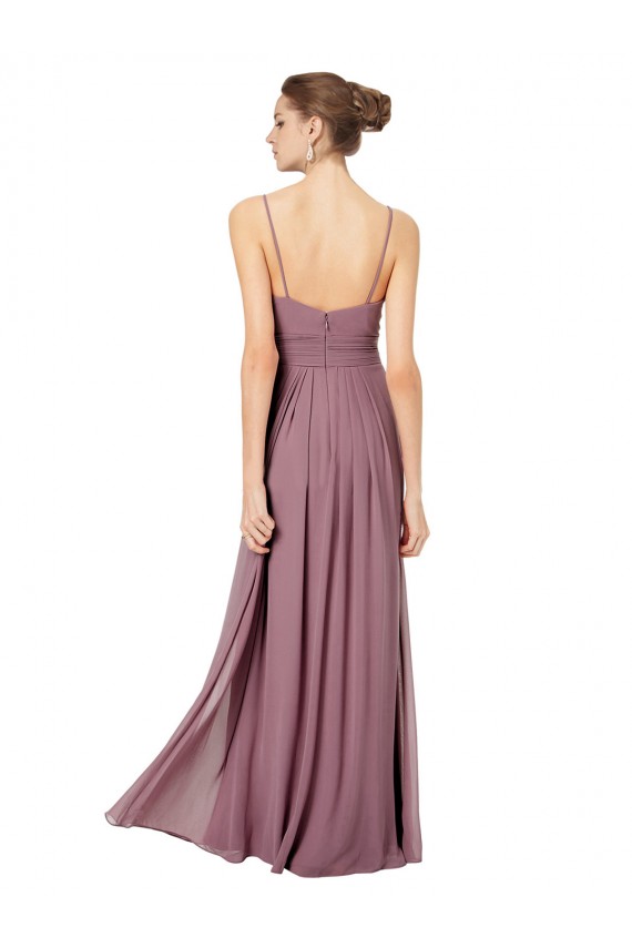 Fábrica de Abrir de volta Chiffon Alças finas Comprimento Chão Sem Mangas Linha A Vestidos de Madrinha