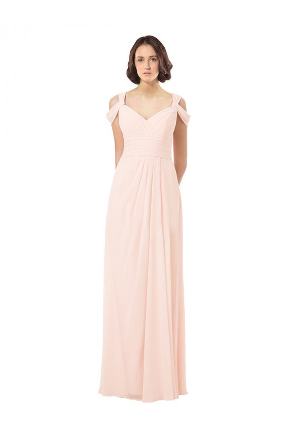 Fábrica de Buraco da fechadura Chiffon Fora do Ombro Comprimento Chão Sem Mangas Longo Vestidos de Madrinha