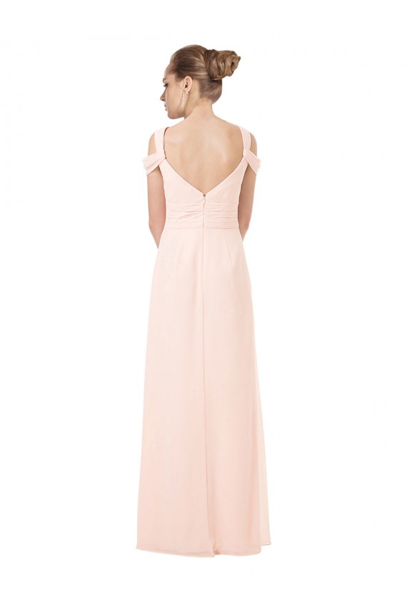 Fábrica de Buraco da fechadura Chiffon Fora do Ombro Comprimento Chão Sem Mangas Longo Vestidos de Madrinha