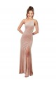 Fábrica de Veludo Elástico Um Ombro Comprimento Chão Sem Mangas Bainha Vestidos de Madrinha / Vestidos de Noite / Vestidos de Festa