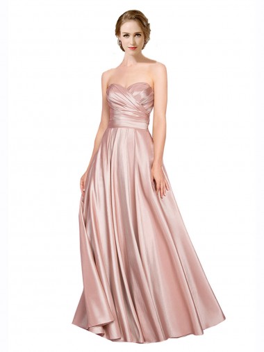 Fábrica de Lombar Cetim Elástico Amor Comprimento Chão Sem Mangas Vestidos de Madrinha / Vestidos de Noite / Vestidos de Festa