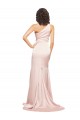 Fábrica de Cetim Sedoso Um Ombro Comprimento Chão Sem Mangas Rosa Vestidos de Madrinha / Vestidos de Noite / Vestidos de Festa