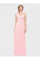 Fábrica de Chiffon Um Ombro Comprimento Chão Sem Mangas Rosa Vestidos de Madrinha