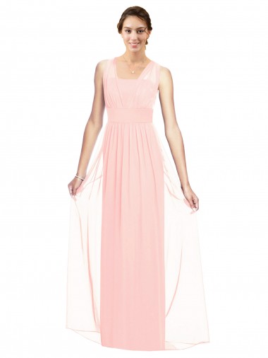 Fábrica de Chiffon Decote V Comprimento Chão Sem Mangas Longo Vestidos de Madrinha