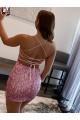 Fábrica de Lantejoulas Veludo Alças finas Curto Sem Mangas Vestido de Festa