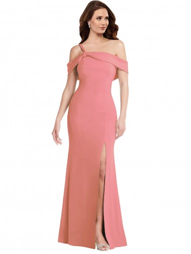 Fábrica de Lombar Crepe Esticado Um Ombro Comprimento Chão Sem Mangas Vestidos de Madrinha / Vestidos de Festa