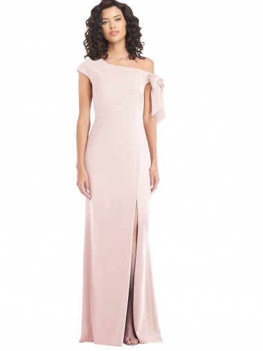 Fábrica de Crepe Esticado Fora do Ombro Comprimento Chão Mangas Curtas Vestidos de Madrinha / Vestidos de Noite / Vestidos de Festa