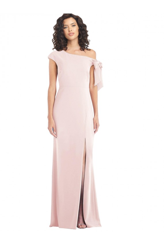 Fábrica de Crepe Esticado Fora do Ombro Comprimento Chão Mangas Curtas Vestidos de Madrinha / Vestidos de Noite / Vestidos de Festa