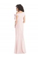 Fábrica de Crepe Esticado Fora do Ombro Comprimento Chão Mangas Curtas Vestidos de Madrinha / Vestidos de Noite / Vestidos de Festa