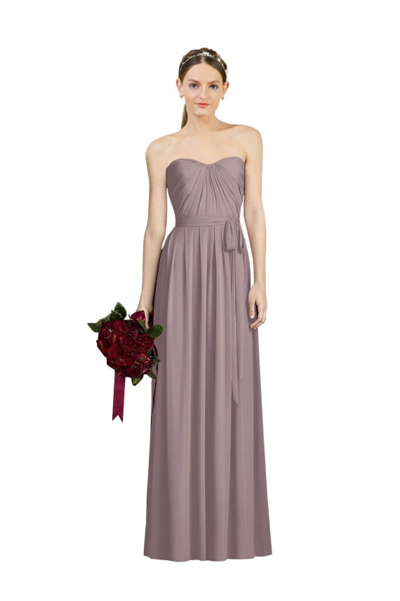 Fábrica de Chiffon Amor Comprimento Chão Sem Mangas Rosa Empoeirada Vestidos de Madrinha