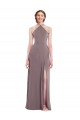 Fábrica de Lombar Chiffon Cabeçada Comprimento Chão Sem Mangas Vestidos de Madrinha / Vestidos de Noite