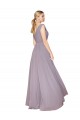 Fábrica de Costas em V Chiffon Decote V Comprimento Chão Sem Mangas Linha A Vestidos de Madrinha / Vestidos de Noite / Vestidos de Festa