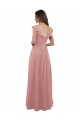 Fábrica de Costas em V Chiffon Decote V Comprimento Chão Mangas Curtas Rosa Empoeirado Vestidos de Madrinha