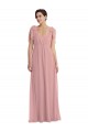 Fábrica de Chiffon Cabeçada Comprimento Chão Sem Mangas Rosa Empoeirado Vestidos de Madrinha
