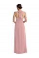 Fábrica de Chiffon Cabeçada Comprimento Chão Sem Mangas Rosa Empoeirado Vestidos de Madrinha
