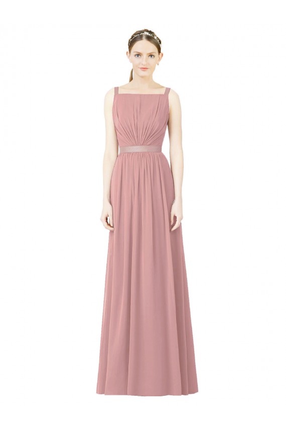 Fábrica de Chiffon Decote Alto Comprimento Chão Sem Mangas Vestidos de Madrinha