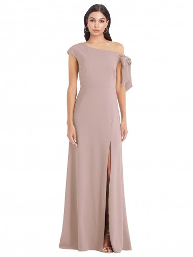 Fábrica de Crepe Esticado Fora do Ombro Comprimento Chão Sem Mangas Linha A Longo Vestidos de Madrinha / Vestidos de Noite / Vestidos de Festa