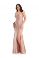 Fábrica de Cetim Sedoso Decote V Comprimento Chão Sem Mangas Longo Vestidos de Madrinha / Vestidos de Noite / Vestidos de Festa