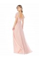 Fábrica de Chiffon Decote Quadrado Comprimento Chão Mangas Curtas Vestidos de Madrinha