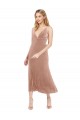 Fábrica de Costas em V Veludo Elástico Decote V Comprimento Midi Sem Mangas Vestidos de Madrinha / Vestidos de Festa / Vestidos de Cocktail / Vestidos de Homecoming