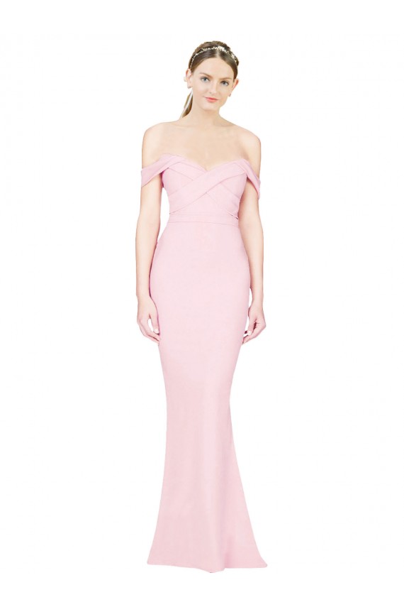 Fábrica de Lombar Crepe Esticado Sem alças Comprimento Chão Sem Mangas Linha A Vestidos de Madrinha / Vestidos de Noite / Vestidos de Festa