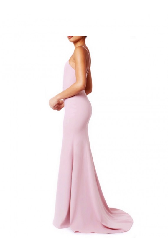 Fábrica de Criss Cruz Crepe Esticado Alças finas Comprimento Chão Sem Mangas Vestidos de Madrinha / Vestidos de Festa