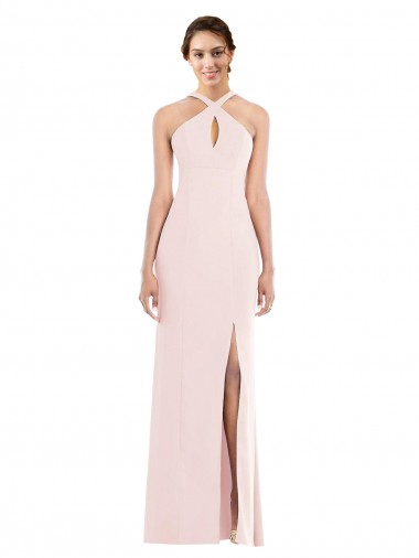 Fábrica de Lombar Crepe Esticado Cabeçada Comprimento Chão Sem Mangas Vestidos de Madrinha / Vestidos de Noite / Vestidos de Festa
