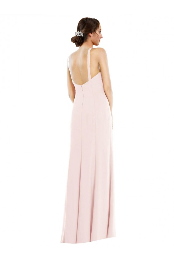 Fábrica de Lombar Crepe Esticado Cabeçada Comprimento Chão Sem Mangas Vestidos de Madrinha / Vestidos de Noite / Vestidos de Festa