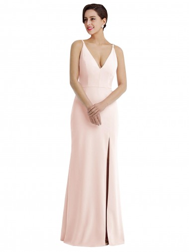 Fábrica de Costas em V Crepe Esticado Decote V Comprimento Chão Sem Mangas Trombeta Vestidos de Madrinha / Vestidos de Noite / Vestidos de Festa