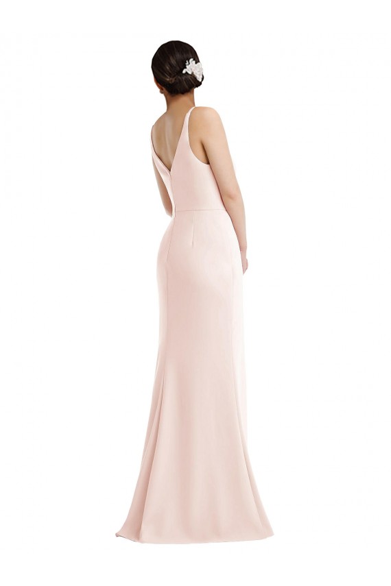 Fábrica de Costas em V Crepe Esticado Decote V Comprimento Chão Sem Mangas Trombeta Vestidos de Madrinha / Vestidos de Noite / Vestidos de Festa