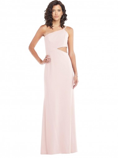 Fábrica de Crepe Esticado Um Ombro Comprimento Chão Sem Mangas Vestidos de Madrinha / Vestidos de Noite / Vestidos de Festa