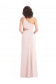 Fábrica de Crepe Esticado Um Ombro Comprimento Chão Sem Mangas Vestidos de Madrinha / Vestidos de Noite / Vestidos de Festa