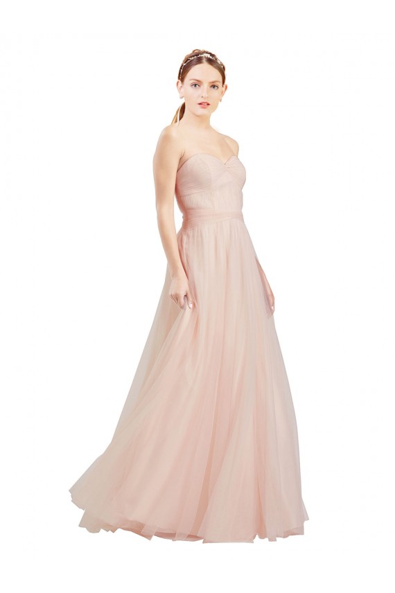 Fábrica de Abrir de volta Tule Amor Comprimento Chão Sem Mangas Vestidos de Madrinha