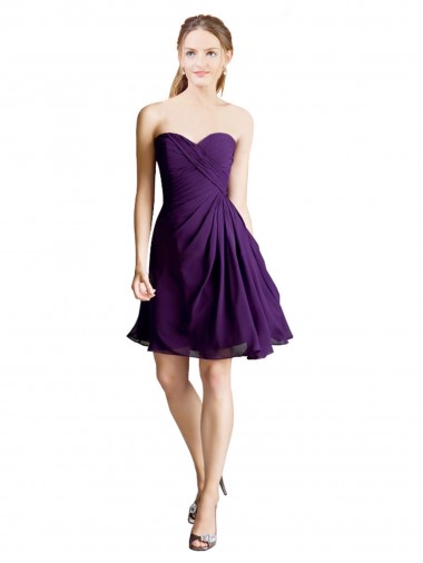 Fábrica de Chiffon Amor Comprimento Joelho Sem Mangas Curto Vestidos de Madrinha / Vestidos de Cocktail / Vestidos de Homecoming