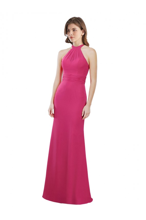 Fábrica de Criss Cruz Chiffon Cabeçada Comprimento Chão Sem Mangas Linha A Longo Vestidos de Madrinha