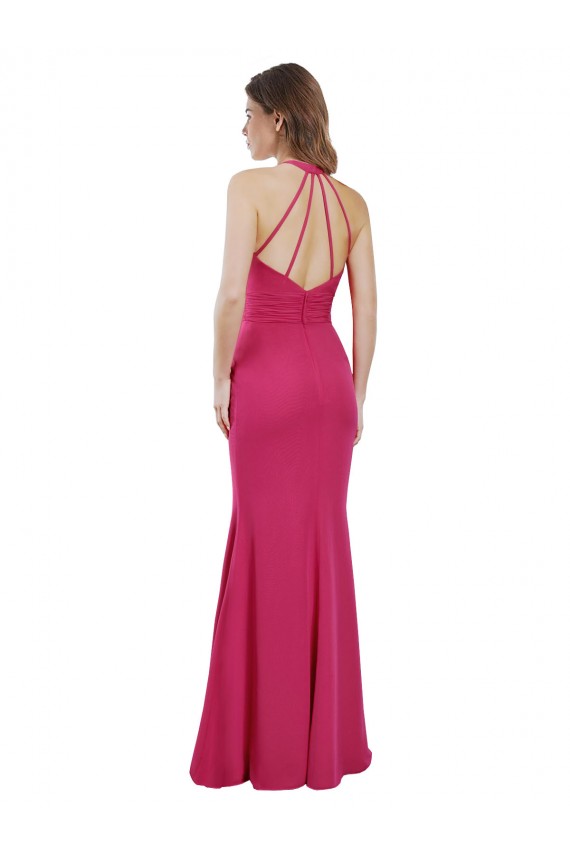 Fábrica de Criss Cruz Chiffon Cabeçada Comprimento Chão Sem Mangas Linha A Longo Vestidos de Madrinha