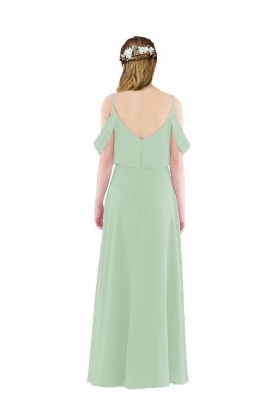 Fábrica de Chiffon Fora do Ombro Comprimento Chão Sem Mangas Bainha Longo Vestidos de Madrinha