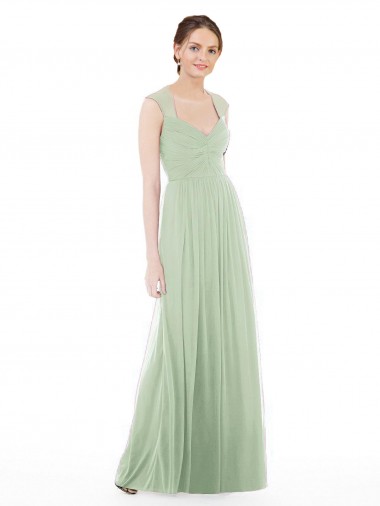 Fábrica de Chiffon Amor Comprimento Chão Mangas Curtas Longo Vestidos de Madrinha