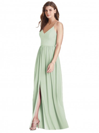 Fábrica de Criss Cruz Chiffon Alças finas Comprimento Chão Sem Mangas Linha A Vestidos de Madrinha