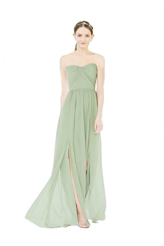 Fábrica de Lombar Chiffon Amor Comprimento Chão Sem Mangas Sábio Vestidos de Madrinha