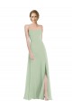 Fábrica de Criss Cruz Chiffon Colher Comprimento Chão Sem Mangas Vestidos de Madrinha