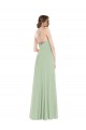 Fábrica de Criss Cruz Chiffon Colher Comprimento Chão Sem Mangas Vestidos de Madrinha