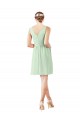 Fábrica de Chiffon Decote V Comprimento Joelho Sem Mangas Curto Vestidos de Madrinha / Vestidos de Cocktail / Vestidos de Homecoming