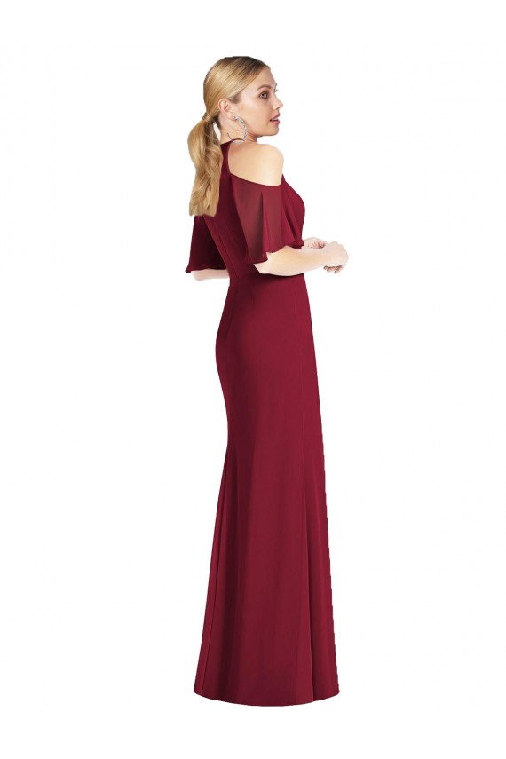 Fábrica de Chiffon Cabeçada Comprimento Chão Ombro Frio Sereia Vestidos de Madrinha