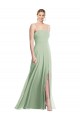 Fábrica de Lombar Chiffon Alças finas Comprimento Chão Sem Mangas Vestidos de Madrinha / Vestidos de Noite