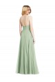 Fábrica de Lombar Chiffon Alças finas Comprimento Chão Sem Mangas Vestidos de Madrinha / Vestidos de Noite